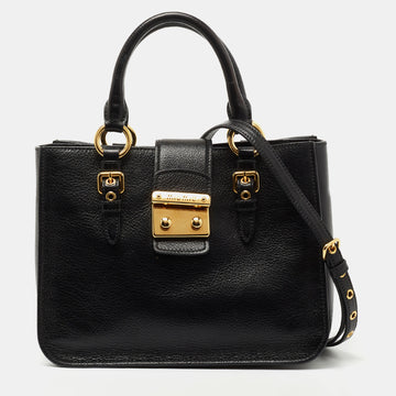 Miu Miu Black Madras Leather Tote