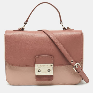 Miu Miu Pink Leather Madras Top Handle Bag