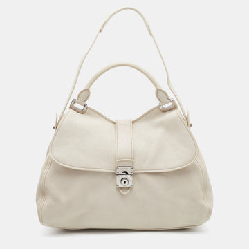 Miu Miu Off White Leather Vitello Top Handle Bag