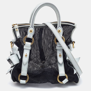 Miu Miu Black/Grey Mesh and Leather 2way Satchel