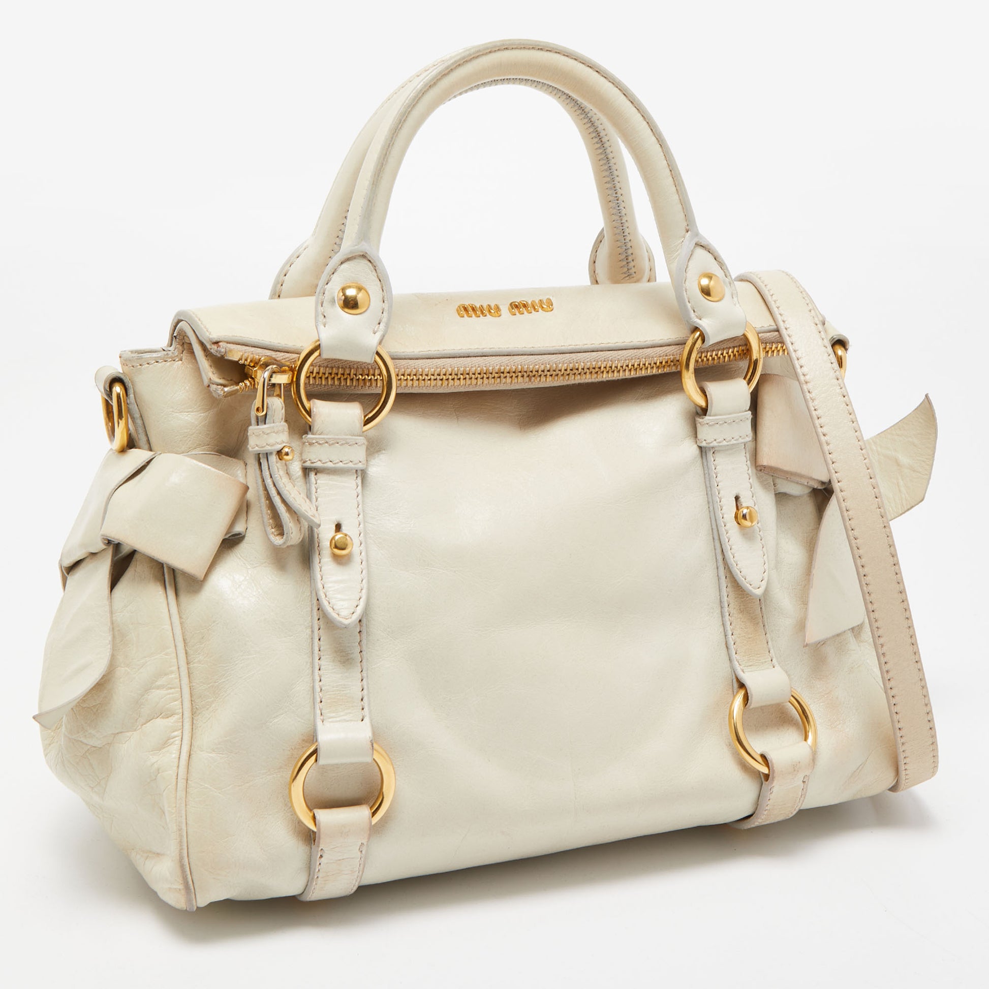 Miu Miu Vitello Lux Bow Satchel