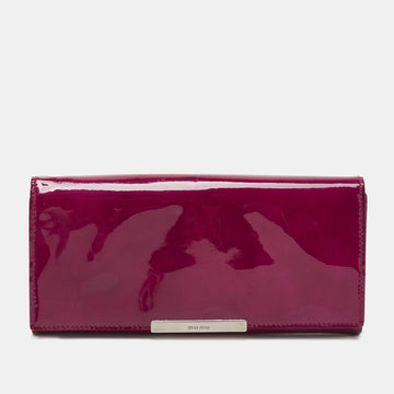 MIU MIU Purple Patent Leather Metal Logo Flap Continental Wallet
