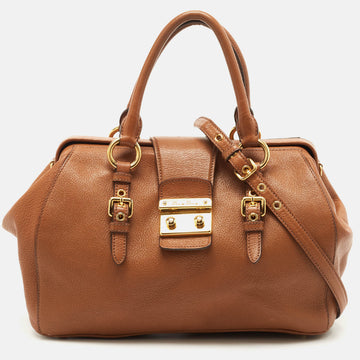 MIU MIU Brown Leather Doctor Frame Bag