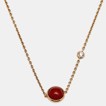 Piaget Possession Carnelian Diamond 18k Rose Gold Chain Necklace