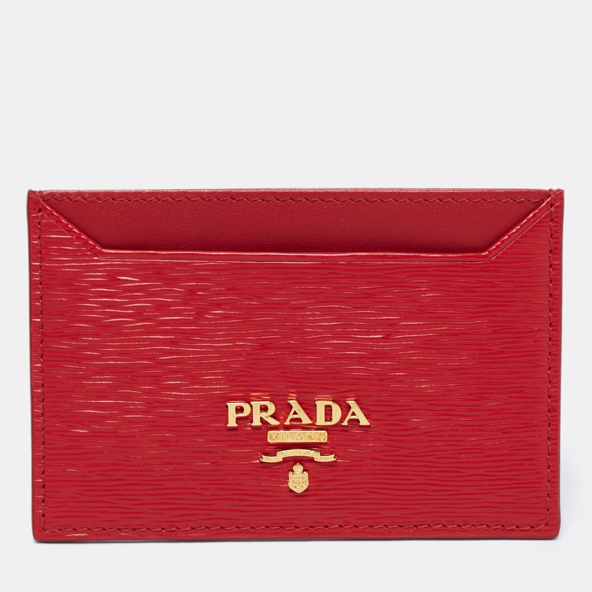 Prada Vitello Move Card Holder in Red w/ Tags