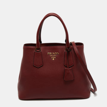 Prada Red Vitello Daino Leather Tote