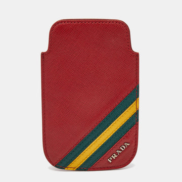 PRADA Red Saffiano Leather Stripe iPhone5 Case