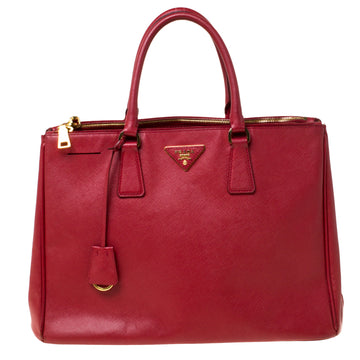 Prada Red Saffiano Lux Leather Large Double Zip Tote