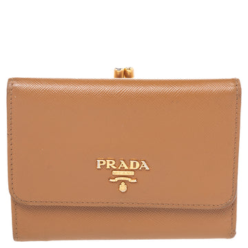 Prada Brown Saffiano Leather Trifold Wallet