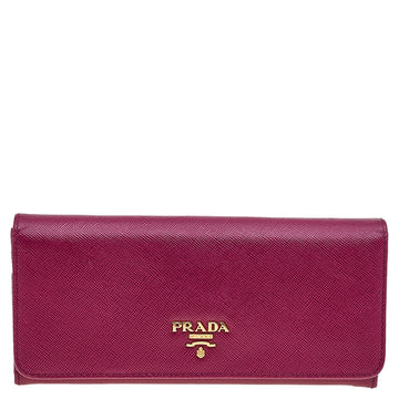 Prada Magenta Pink Saffiano Leather Continental Wallet