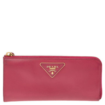 Prada Pink Saffiano Leather Long Wallet