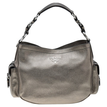 Prada Metallic Vitello Daino Leather Hobo