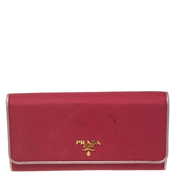 Prada Pink Nylon and Leather Continental Wallet