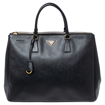 Prada Black Saffiano Leather Large Galleria Double Zip Tote