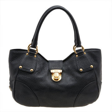 Prada Black Leather Flap Satchel