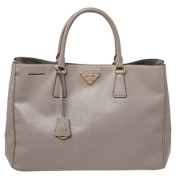 Prada Grey Saffiano Lux Leather Open Galleria Tote