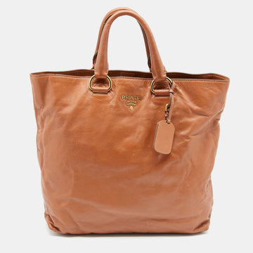 Prada Brown Vitello Daino Leather Tote