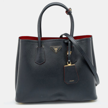 Prada Black Saffiano Leather Medium Double Handle Tote