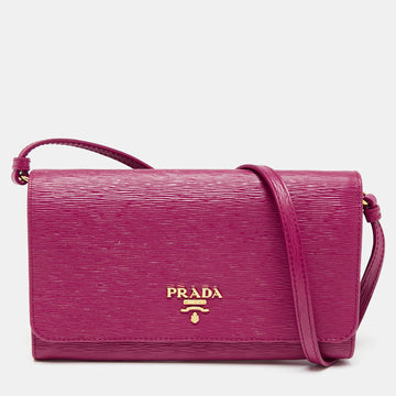 Prada Pink Vitello Move Leather Wallet On Strap