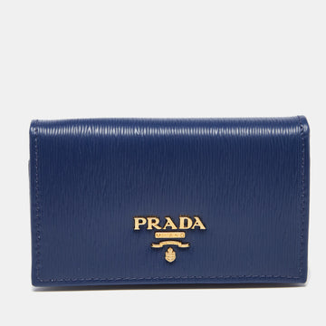 Prada Blue Vitello Move Leather Card Case