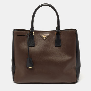 Prada Brown/Black Saffiano Lux Leather Gardener's Tote