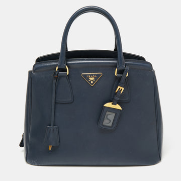 Prada Navy Blue Saffiano Lux Leather Parabole Tote