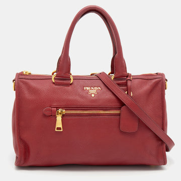 Prada Red Leather Front Pocket Tote