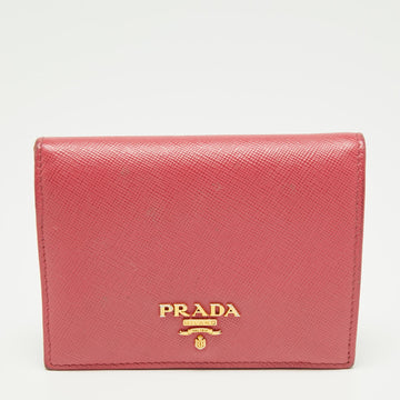 Prada Pink Saffiano Leather Bifold Card Case