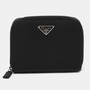 Prada Black Nylon Compact Zip Wallet