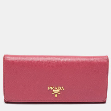 Prada Pink Saffiano Leather Continental Flap Wallet