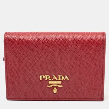 Prada Red Saffiano Leather Compact Wallet