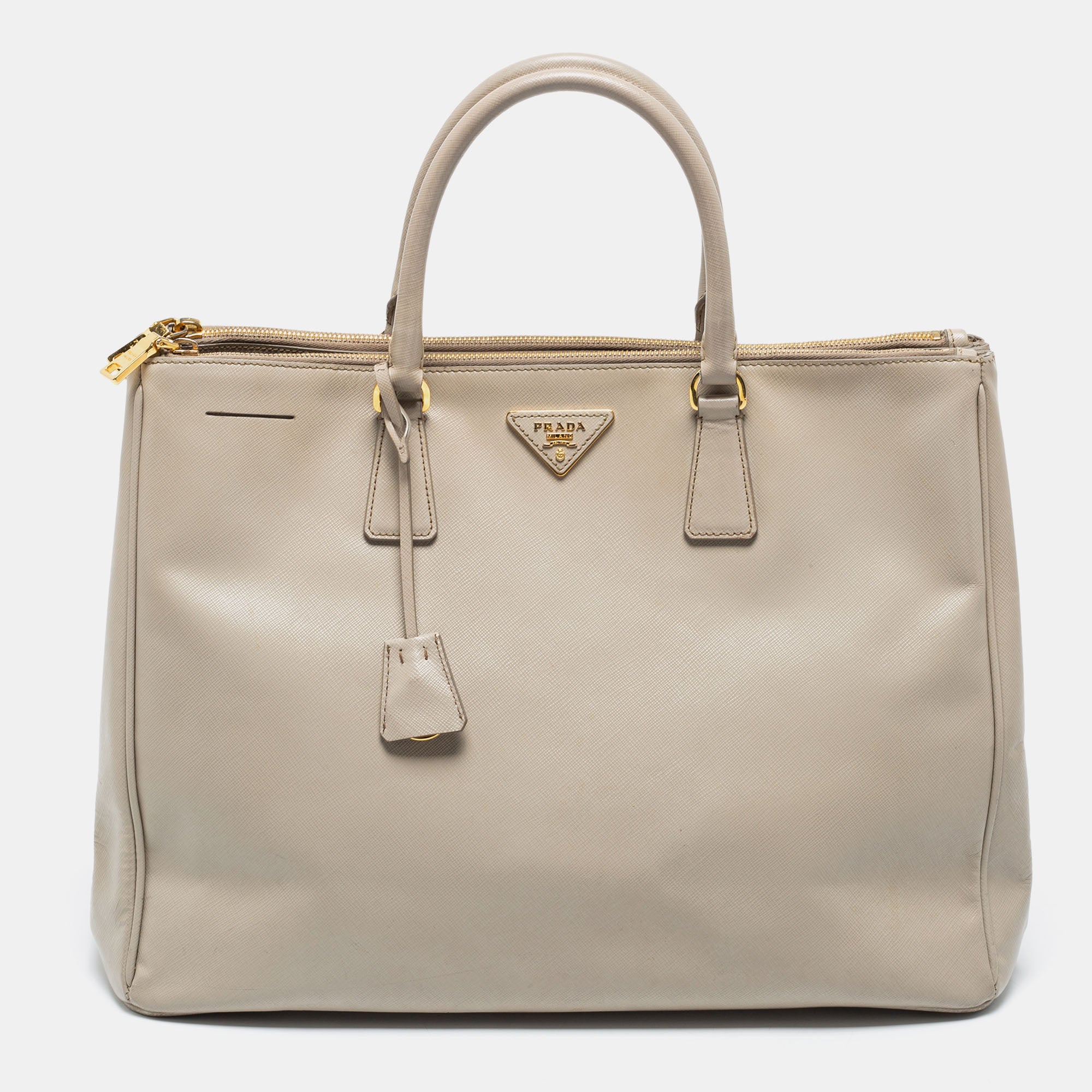 Prada Grey Saffiano Lux Leather Executive Galleria Tote