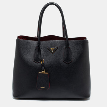 Prada Black Saffiano Leather Medium Double Handle Tote