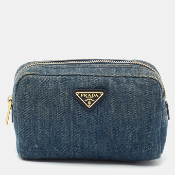 Prada Blue Denim Cosmetic Pouch