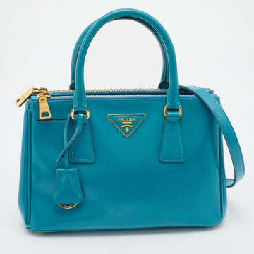 Prada Turquoise Saffiano Leather Mini Galleria Tote