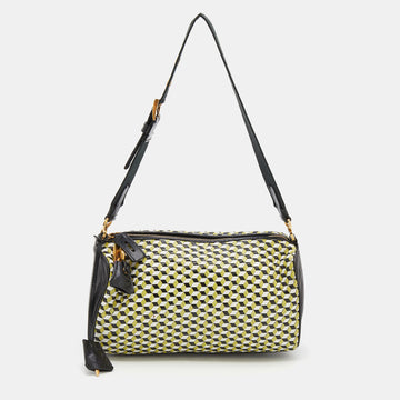 Prada Multicolor Woven Leather Shoulder Bag