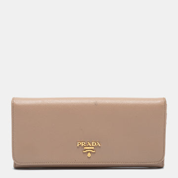 Prada Dusty Pink Saffiano Leather Flap Continental Wallet