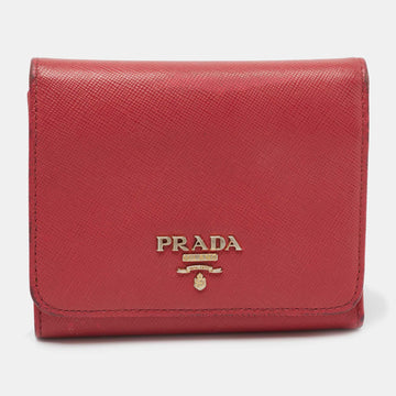 Prada Pink Saffiano Leather Trifold Wallet