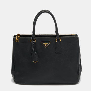 Prada Black Saffiano Lux Leather Large Galleria Double Zip Tote