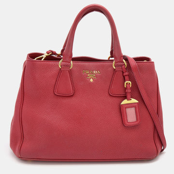 Prada Red Vitello Daino Leather Shopper Tote