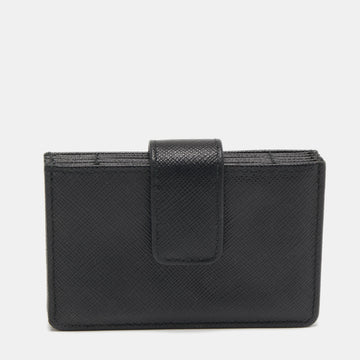 Prada Black Saffiano Leather 5 Gusset Card Holder