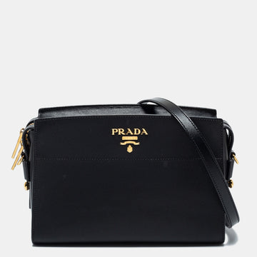 Prada Black Saffiano Leather Esplanade Shoulder