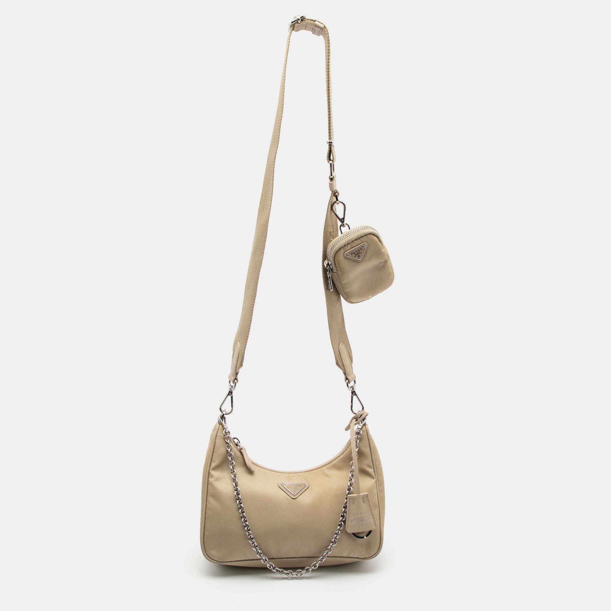 Prada - Authenticated Re-Edition 2005 Handbag - Cloth Beige Plain for Women, Good Condition