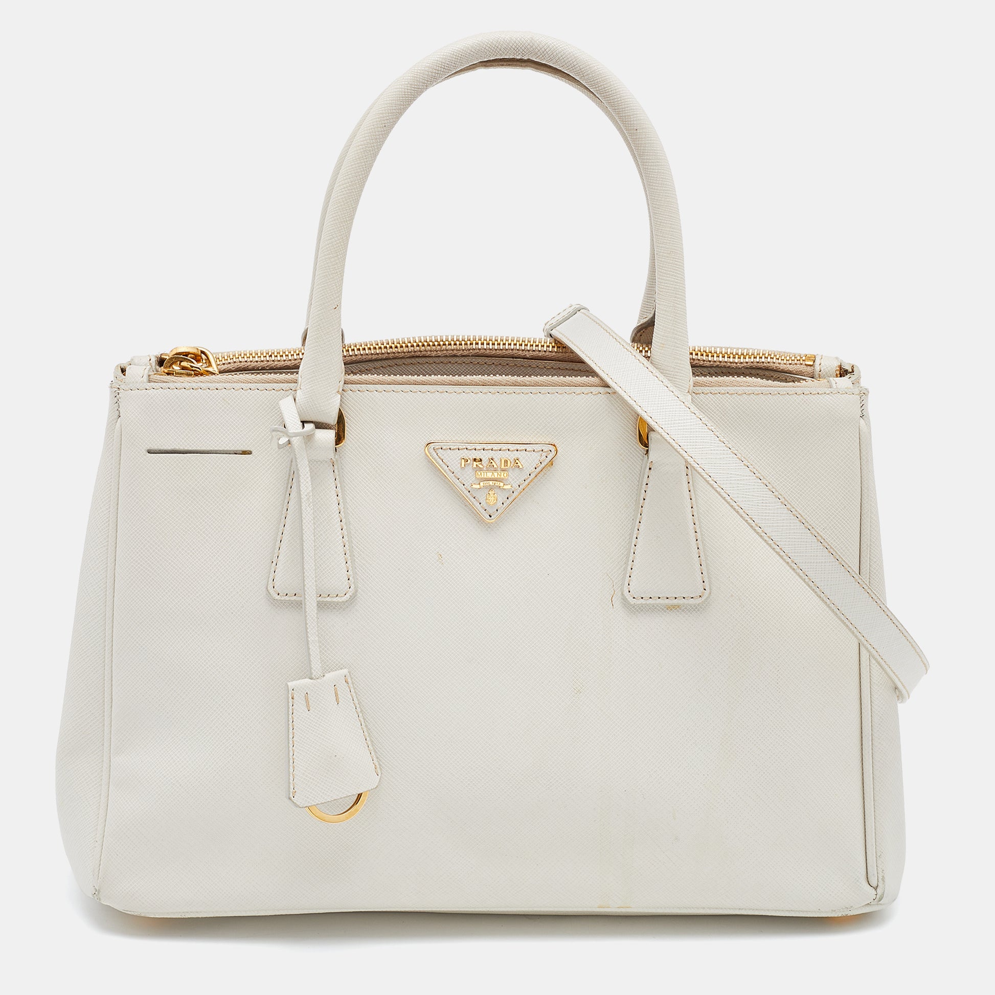 Prada Galleria Saffiano Leather Medium Bag White