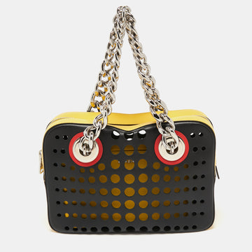 Prada Tri Color Perforated Leather City Fori Chain Bag