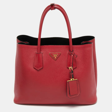 Prada Red Saffiano Cuir Leather Large Double Handle Tote