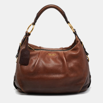 Prada Brown Ombre Deer Skin Leather Hobo