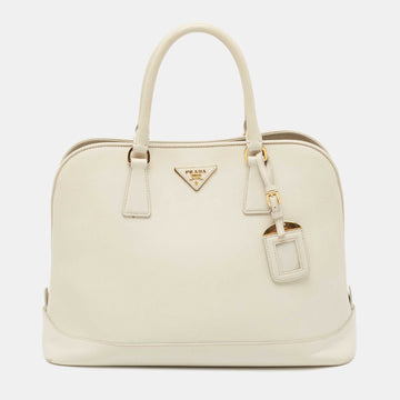 Prada Ivory Saffiano Leather Large Promenade Bag