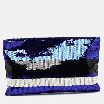 Prada Tri Color Sequin Top Zip Pouch