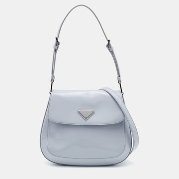 PRADA Grey Leather Flap Cleo Hobo